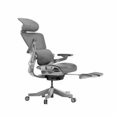 Abbildung von HINOMI H1ProV2 Ergonomischer Bürostuhl Stoff mit Fußstütze, Kopfstütze, Armlehnen und Rollen, Höhenverstellbarer Schreibtischstuhl für Kleine Große Menschen, Chefsessel 150 kg, Grau
