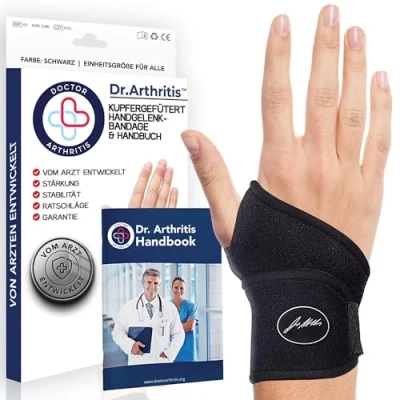 Abbildung von Von Ärzten Entworfen, Leichte Handgelenk Bandagen, Handgelenkstütze, Sehnenscheidenentzündung Handgelenkbandage, Karpaltunnel Schiene, Handbandage Rechts und Links, Schwarz, Einzelpackung
