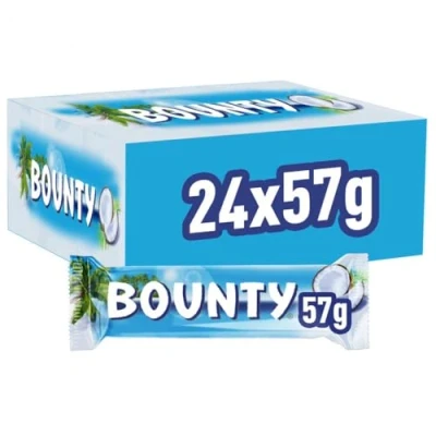 Abbildung von Bounty Schokoriegel, Kokos und Schokolade Geschmack, 24 Riegel in einer Packung (24x 57g)