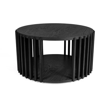 Abbildung von andas Couchtisch &quot;Drum&quot;, Holzfurnier aus Eiche, Sproßen massiver Eiche