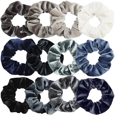 Abbildung von Belle Vous Haarband 12 Stück Samt Haargummis Trendige Scrunchies, 1 tlg., Scrunchies für Frauen