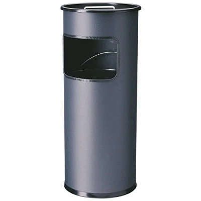Abbildung von Durable Papierkorb Metall mit Ascher rund, anthrazit, 333058