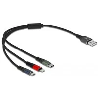 Abbildung von USB Ladekabel, A Stecker &gt; C + Micro Lightning