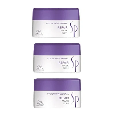 Abbildung von Wella SP Repair Mask 3 x 200 ml strapaziertes Haar System Professional Care Kur