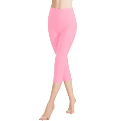 Abbildung von Libella 1er Pack Damen Leggings 3/4 Hose aus Baumwolle Capri mit Hohe Taille bunt Slim Fit Fitnesshose Mehrfarbig 4161 Rosa XL