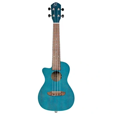 Abbildung von Ortega Guitars Konzert Ukulele Linkshänder Elektro Akustisch Earth Series mit Cutaway Okoume, Dunkelblau (RUOCEAN CE L)