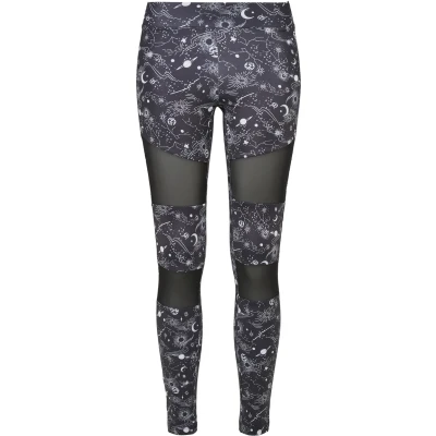 Abbildung von Urban Classics TECH MESH AOP Leggings Hosen, Damen, Größe: XL, Blackuniverse