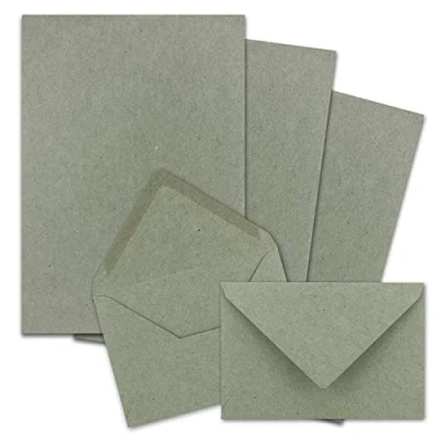 Abbildung von 25x Briefpapier Sets DIN A5 mit C6 Briefumschlägen Grau Nassklebung (Grau) Kraftpapier Blätter Kuverts FarbenFroh by GUSTAV NEUSER