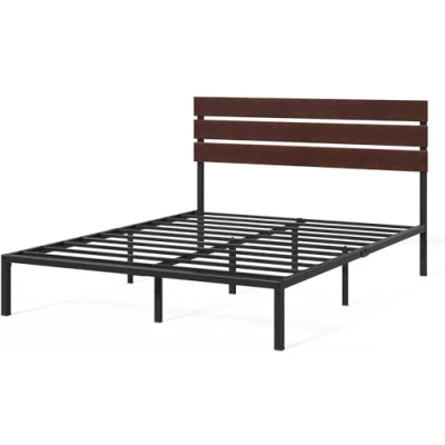 Abbildung von Zinus Figari Bett 140x200 cm Höhe 31cm mit Stauraum unter dem Nachhaltiger Bambus und Metall Plattformbettrahmen Lattenkopfteil Braun Schwarz