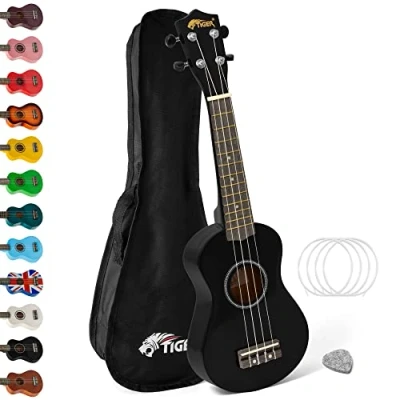 Abbildung von Tiger UKE7 BK Sopran Ukulele mit Tasche für Anfänger Schwarz