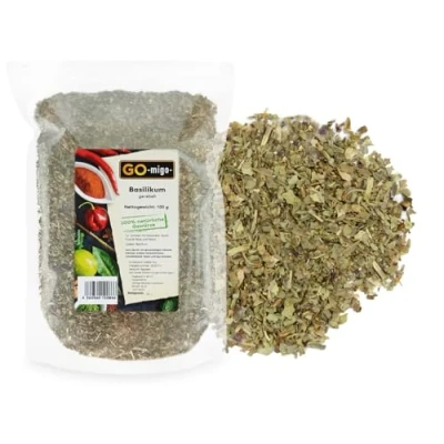 Abbildung von 100g Basilikum gerebelt feinstes Aroma &amp; Premium Qualität 0,1kg