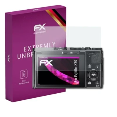 Abbildung von atFoliX Glasfolie kompatibel mit Fujifilm X70 Panzerfolie, 9H Hybrid Glass FX Schutzpanzer Folie