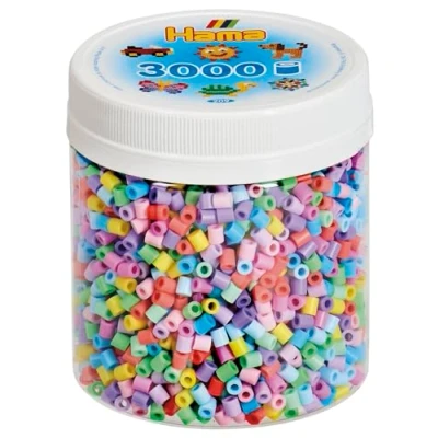 Abbildung von Hama Perlen 209 50 Bügelperlen Dose mit ca. 3000 Midi Bastelperlen Durchmesser 5 mm, in Pastell Mix, kreativer Bastelspaß für Groß und Klein