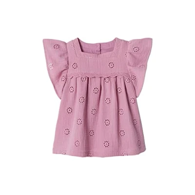 Abbildung von Vertbaudet Bluse aus Baumwoll Gaze, bestickt, Blumen für Mädchen, violett, 12 Jahre
