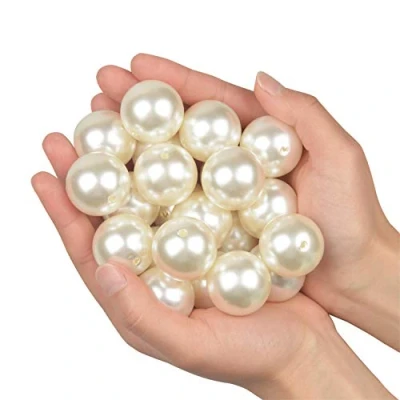Abbildung von Perlen zum auffädeln lose für armbänder 15 Stück poliert Christmas decoration/Vase Füllstoffe/DIY Schmuck Halsketten/Kleidung Dekoration/Hochzeit/Geburtstag Party (Elfenbein 30mm)