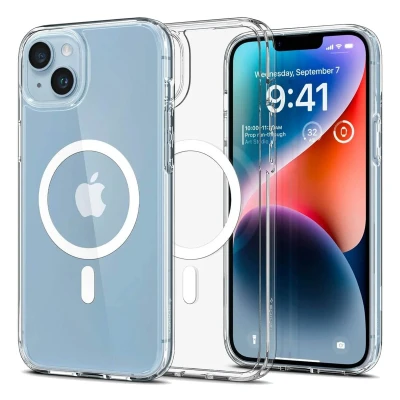 Abbildung von Spigen Ultra Hybrid MagFit Hülle Kompatibel mit iPhone 14 MagSafe Magnetisch Weiß