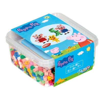 Abbildung von Hama Perlen 8750 Set Peppa Wutz mit ca. 900 bunten Maxi Bügelperlen Durchmesser 10 mm, Motivvorlage und Stiftplatte, inkl. Bügelpapier, kreativer Bastelspaß für Groß Klein