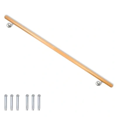Abbildung von Buche Holz Handlauf Treppengeländer Geländer für Treppe Wandhandlauf Wand seitliche Montage Auswahl Länge 80 500 cm, Länge:120 cm