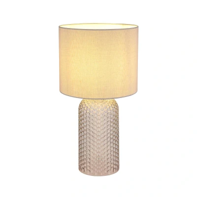 Abbildung von Tischlampe Sofia, grau, Höhe 50 cm, Stoff/Glas
