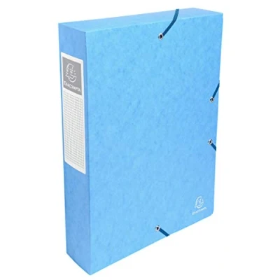 Abbildung von Exacompta 50606E 1 Abheftbox mit Gummibändern Exabox aus Glanzkarton 600g/m2 Rückseite 6 cm Maße 25 x 33 für A4 Dokumente Farbe Türkis wird montiert geliefert