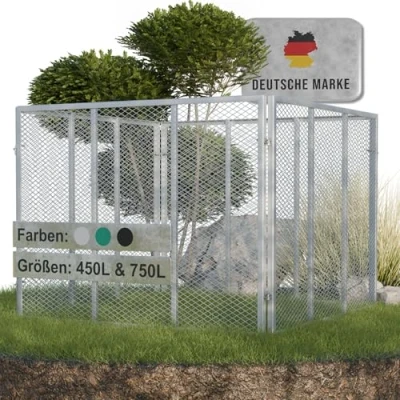 Abbildung von Heimfleiss® Komposter Garten 100x100x75 cm 750L Metallkomposter verzinkt &amp; pulverbeschichtet Metall Kompostbehälter für Rasenschnitt Biomüll Gartenkomposter mit Stecksystem Kompost Behälter
