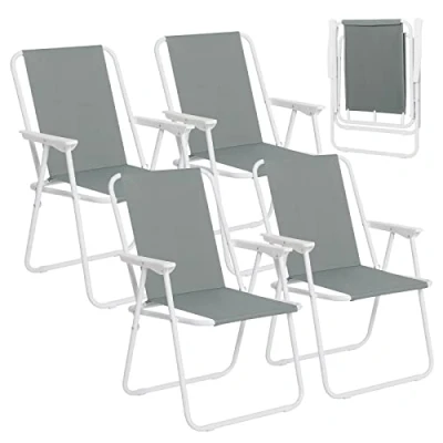 Abbildung von WOLTU Klappstuhl Gartenstuhl 4er Set, Klappbarer Kunststoff Stuhl, Campingstuhl Faltbar für Garten &amp; Camping, Angelstuhl Faltstuhl Leichter, Dunkelgrau, CPS8151dgr 4