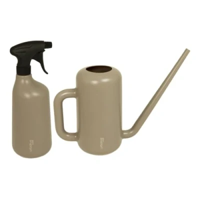 Abbildung von MePla Set Gießkanne Pilea 1,8L + Sprüher 1,0L taupe, wetterfest aus UV beständigem Kunststoff