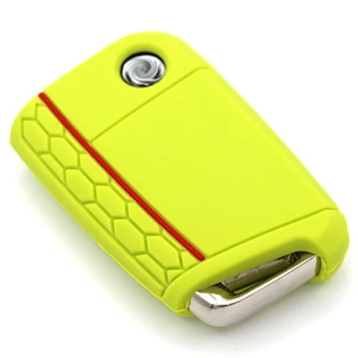 Abbildung von Finest Folia Schlüssel Hülle VB für 3 Tasten Auto Silikon Cover Schlüsselhülle Etui Schutzhülle (Limegreen)