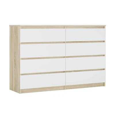 Abbildung von 3E 3xE living.com Kommode mit 8 Schubladen, Farbe: Sonoma Eiche/Weiss, A: 140 x 101 39 cm