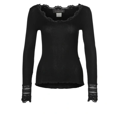 Abbildung von Rosemunde Silkmix Tshirt Regular LS W/WIDE LACE Langarmshirt, Damen, Größe: XS, Schwarz