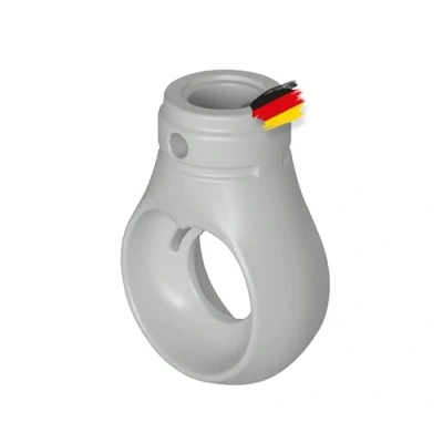 Abbildung von BAUHELD® Markisenöse Kunststoff [Made in Germany] Halterung für Markisen Kurbel mit Kugel Haken [Rund] Öse Lichtgrau RAL7035 Bohrung 12mm Querbohrung 4,1mm Höhe 52,5mm