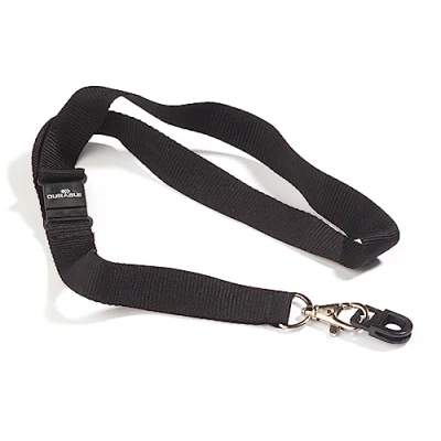 Abbildung von Durable CardFix Pass Halter (mit 20 mm breitem Textil Umhängeband, Sicherheitsverschluss) 10 Stück, schwarz, 818701
