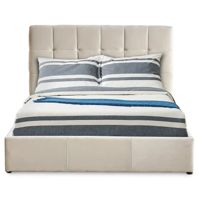 Abbildung von Doppelbett Luftani mit aufklappbarem Bettkasten 180x200cm Velours Beige Menzzo