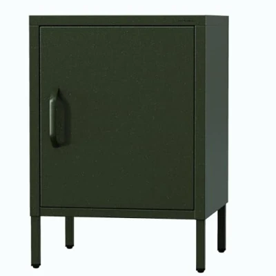 Abbildung von Jan Nowak Nachttisch Industrial MIA Nachtschrank Glitzernd mit Tür für Schlafzimmer, Kinderzimmer Stahlschrank Abschliessbar, Nachtkasten Klein Loft Stil 42,4 x 59,5 40 cm Flaschengrün