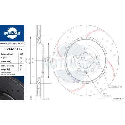 Abbildung von Bremsscheibe ROTINGER RT 21355 GL T5