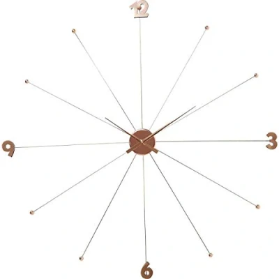 Abbildung von Kare Design Wanduhr Like Umbrella, Rosegold, 100cm Druchmesser, Wanduhr, Quarzuhrwerk, Stahlgestell, Batteriebetrieben, 100x100x6 cm (H/B/T)