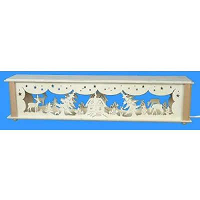Abbildung von Rudolphs Schatzkiste Schwibbogenerhöhung mit Waldtieren und Beleuchtung BxHxT 52x10x10cm NEU Lichterbogen Fensterbogen Spitzbogen Erzgebirge Seiffen Weihnachten Licht Holz Dekoration
