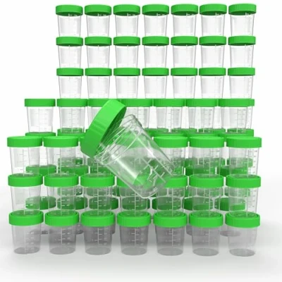 Abbildung von Horn Medical Urinbecher/Probenbecher mit Schraubverschluss 125ml Fassungsvermögen, Maßtabelle bis 100ml/3oz, beschriftbar (100Stk)