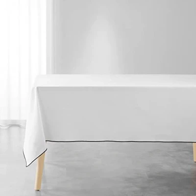 Abbildung von Douceur d&#039;Intérieur, Tischdecke, rechteckig, 140 x 240 cm, Mistraline, weiß, recycelte Baumwolle