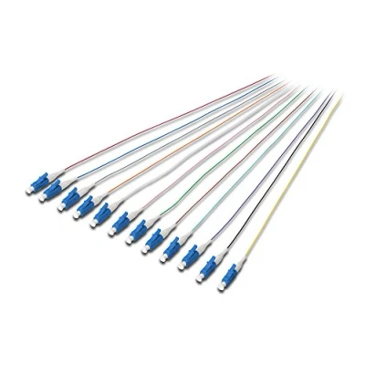 Abbildung von DIGITUS LWL Pigtails 12 Stück LC Simplex OS2 Farbcode DIN IEC 304 Fibre Optic Netzwerk Technik Länge 2m