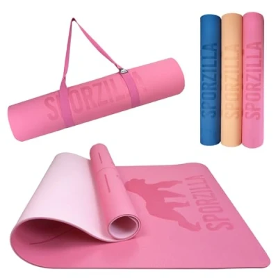 Abbildung von Sporzilla Fitnessmatte XL Yogamatte extra breit 80 cm, rutschfest, mit Hilfslinien, 8 mm dick