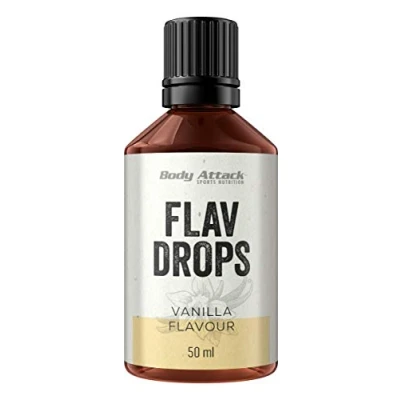 Abbildung von Body Attack Flavdrops zuckerfreie Aromatropfen Vegan ohne Aspartam Vanille 3er Pack 3x 50 ml