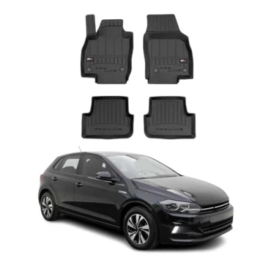 Abbildung von OMAC Gummi Fußmatten kompatibel mit VW Polo 2017 2024 Premium TPE 3D Automatten Schwarz 4X