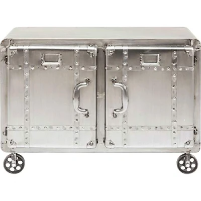 Abbildung von Kare Design Kommode Buster, Silber, Kommode, Schrank, Stahl, rollbar, 2 türig, 60x81x38 cm (H/B/T)