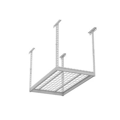 Abbildung von Velano Metall Garagen Deckenregal, Halterung, Lagerregal mit Gitterboden PGF 2 Weiß, 60X120 cm Schwerlastregal verstellbaren Regalböden, für Keller, Dachboden, Geschäft &amp; Werkstatt