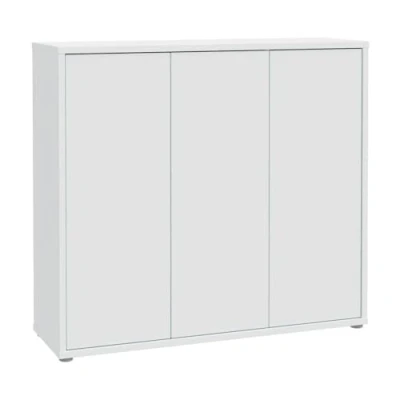 Abbildung von Forte Alice Springs Schuhschrank 100 110, moderner Flurschrank mit 3 Türen und 8 Einlegeböden, Holzwerkstoff, Secret Grey, 109,2 cm breit x 99,1 hoch 34,9 tief