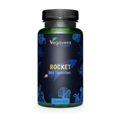 Abbildung von Rocket für aktive Männer Mit Testofen®, Black Maca, Ginkgo, KSM 66®, L Arginin Vegan &amp; Ohne Zusatzstoffe 60 Kapseln Vegavero®