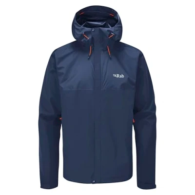 Abbildung von Rab Downpour Eco Herren Jacke, wasserdicht, atmungsaktiv, zum Wandern, Trekking, Klettern, Tiefe Tinte, XL