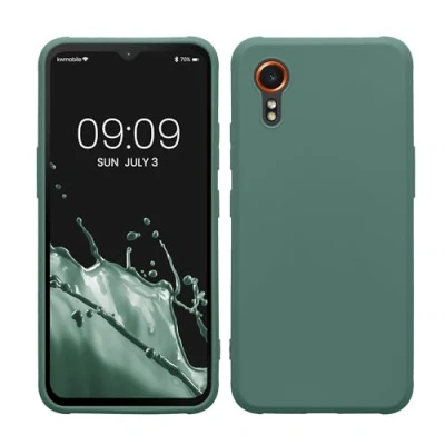 Abbildung von kwmobile Hülle kompatibel mit Samsung Galaxy Xcover7 weiches TPU Silikon Case Cover geeignet für kabelloses Laden Tannengrün