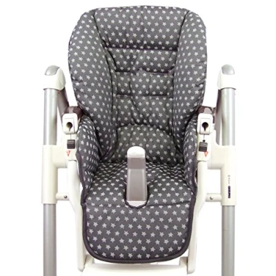 Abbildung von BAMBINIWELT Sitzkissen Ersatzbezug Bezug kompatibel mit Peg Perego Prima Pappa Diner STERNE (Sterne dunkelgrau)